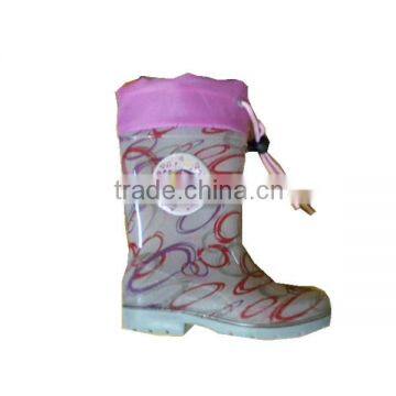 lace up customized cute cartoon colorful kids new style waterproof rain boots with collar