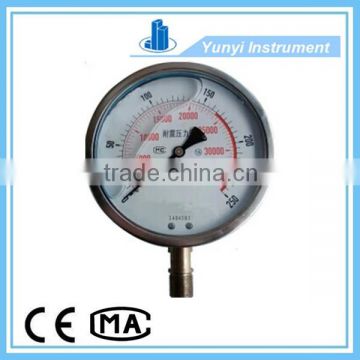 glycerine or silicone oil filled pressure gauge