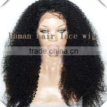 China Factory Wholesale Price 20" #1B Natural Black, Kinky Curl, Soft & Durable Chinse hair Lace Front Wig