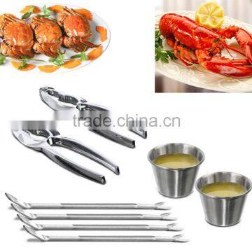 Stainless Steel Seafood Serving Set 8 Piece Included 2 Lobster Crackers ,4 Seafood Forks And 2 Condiment Sauce Cups photo-4