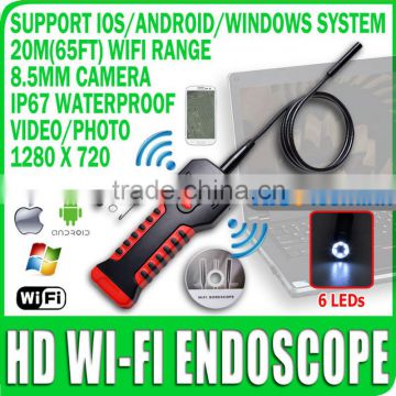 Borescope Endoscope 8.5mm Camera 6 LED 1m Tube WIFI HD Inspection Camera