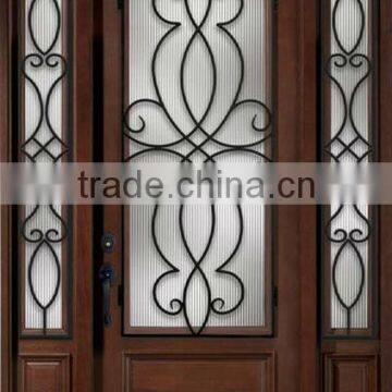 Wrought Iron Wooden French Doors Design With Half Lite Glass DJ-S9103MWST