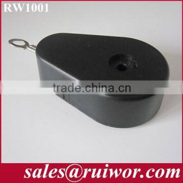 Drop-shaped security-pulling anti theft cordage with ring terminal cable end used in free & interactive communications