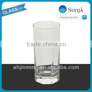 High and hot transparent embossed glass cup for milk