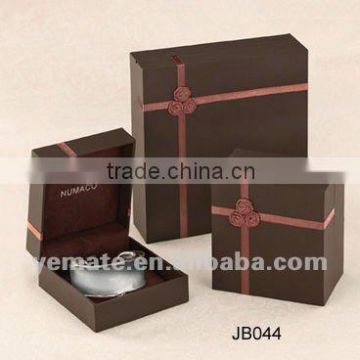 fancy chocolate color indian wedding gift boxes, paper jewelry gift box with rose ribbon tie