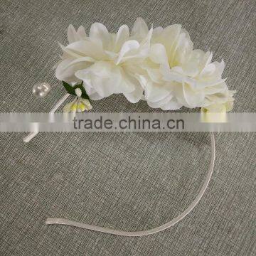 Fancy White Artificial Flower headband for Young Girl