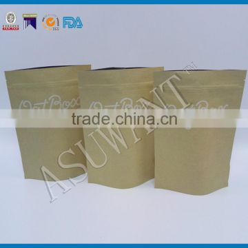 Printed Kraft zipper dry pack pouches coffee bags with valve