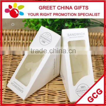 White Cardboard Sandwich box container with a clear PVC window