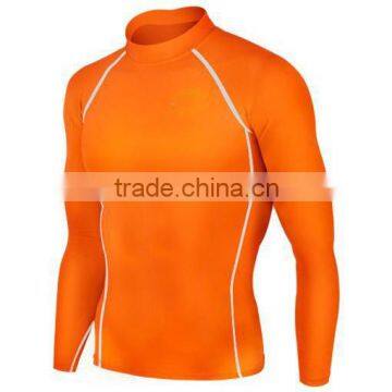 Wholesale long sleeve mma rash guards for men In Orange Color