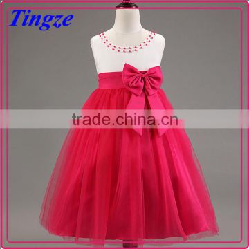 Hot selling wholesale big bowknot boutique girls chiffon princess evening dresses china TR-WS28