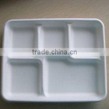 biodegradable tableware,biodegradable food tray,disposable tray,5 compart. tray,lunch tray