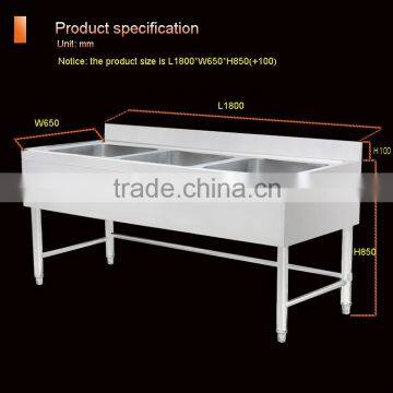 Industrial Commercial SUS 304 Stainless Steel Kitchen Sink Cabinet Triple Bowls Laundry Sink Cabinet for Hotel Restaurant Wash photo-2