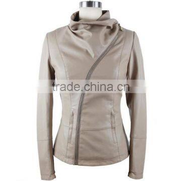 2015 New arrival lady high-end soft PU jacket women's leather jacket