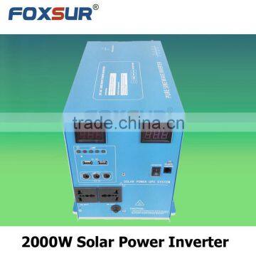 2000W pure sine wave solar inverter with PWM solar controller Digital display 12V/24V dc to 110V/230V AC with battery charger