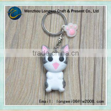 lovely cat shaped 3d rubber keychain/3d keychain