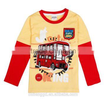 (A6375) NOVA baby clothing original cotton fabic kids wear printed car pattern baby boy winter autumn tshirt