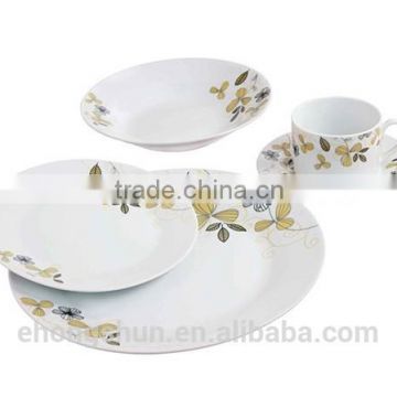 20pcs Coupe Porcelain Dinnerware Set, 4 Persons Tableware with decal