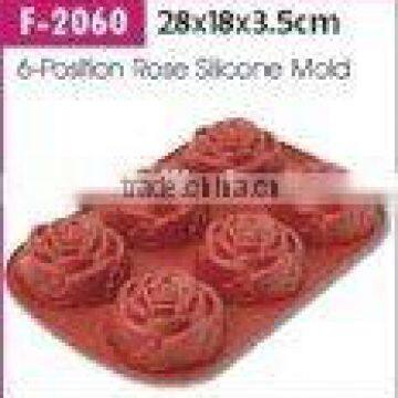 6 cavities rose-shaped silicone cake molds