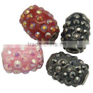 Indonesia Beads, with Copper Core and Acylic Beads, Tube, Multicolor, about 15mm wide, 19mm long, hole: 3.8mm(CLAY-G016)