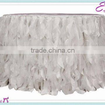 YHK#50 curly table skirt - polyester banquet wedding wholesale chair cover sash table cloth skirt linen                        
                                                Quality Choice