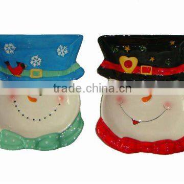 Hand-painted Ceramic Snowman Plate