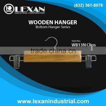 WB13N Clips - 17" Wooden Hanger Bottoms, Pants, Skirts, Shorts (Philippines)