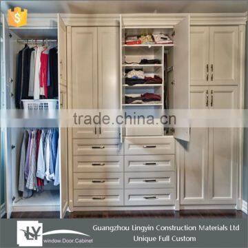 2015 modern stylish bedroom furniture design swing solid wood wardrobe with 8 drawer in the wall for sales