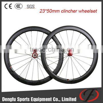 Dengfu new arrival tublesse wheels, 23mm wide clincher wheelset, carbon road bicycle wheel