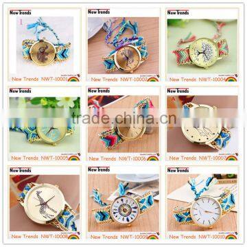 Fashion National Style Handmade Multi Color Woven Braid Women Watches Bracelet Watches