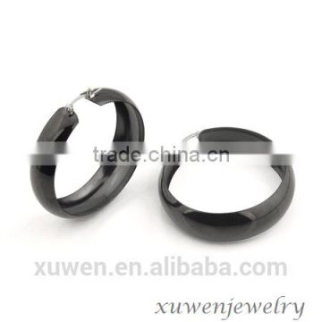 wholesale polish finish IPB stainless steel black metal earrings