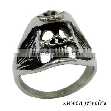 2016 Wholesale OEM Enamel Stainless Steel Men Skull Ring photo-1