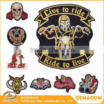 Professional Cheap Embroidered Patches Design Embroidery Logo Biker Patches