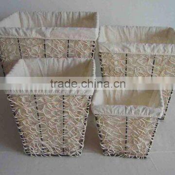 set4 crazy weaving rattan laudry basket with iron frame, nice design cheap price