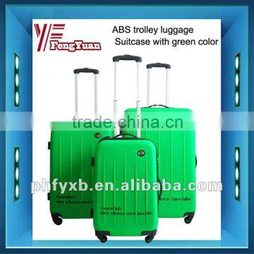 2015 China  New colorful ABS elastic paint suitcase with green color/ airport luggage trolley/new luggage set