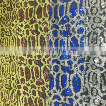 snake embroidered 3mm sequin fabric leopard