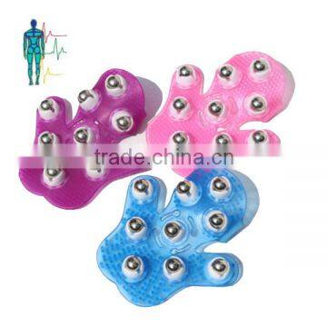 Good Quality Plastic Roller Massage Glove with 9 Steel Balls for Body