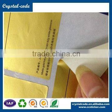 Custom self adhesive custom gold foil embossed sticker