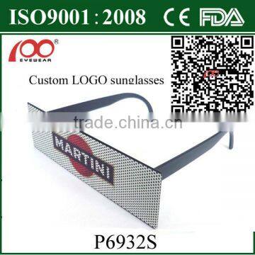 2014 New Style Custom Logo Printing Sunglasses With Sticker Logo
