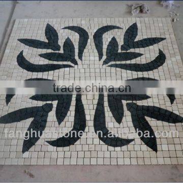 Green leaves drawing decorative mosaic floor