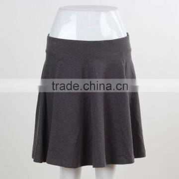 F5S43027 Plain Design Women Gray Cotton Mini Skirts