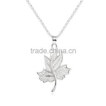Pendant Necklace 100% 925 Sterling Silver Leave Charms