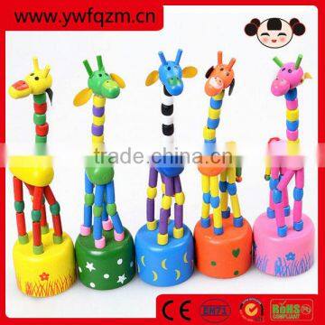 Pop-up giraffe wooden puppet Push finger toy