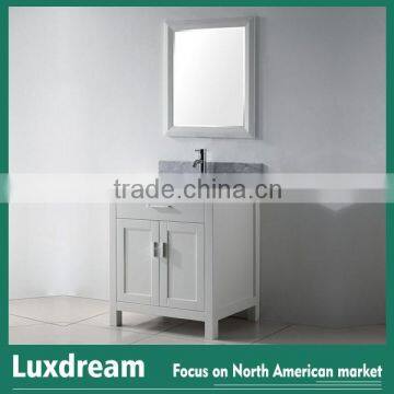 Simple White high glossy Bathroom Vanity With solid oak wood legs