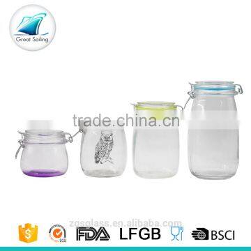 clear color glass food storage container with lid