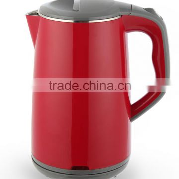 Tea Coffee Water Heater Electric Kettle 2.0L Red Dual layers Anti Scald Protection Zhongshan Baidu Manufacture