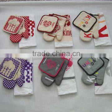 Customized Silk Screen Printed Oven Glove Set Work Glove Pot Holder Set photo-6