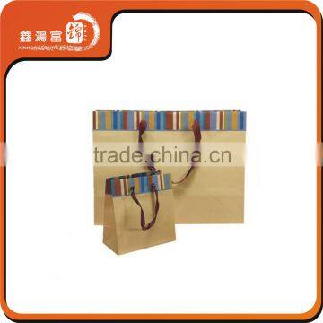 Different size logo printed brown paper bag with handle