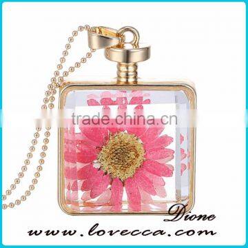 dry flower glass aromatherapy locket pendant necklace