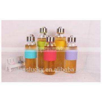 Clear Heat-resistant Sale of Cheap Glass Bottles With Stainless Steel Cap photo-5