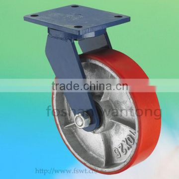 650kg Blue Bracket Iron Core PU Swivel Industrial Caster For Trolley